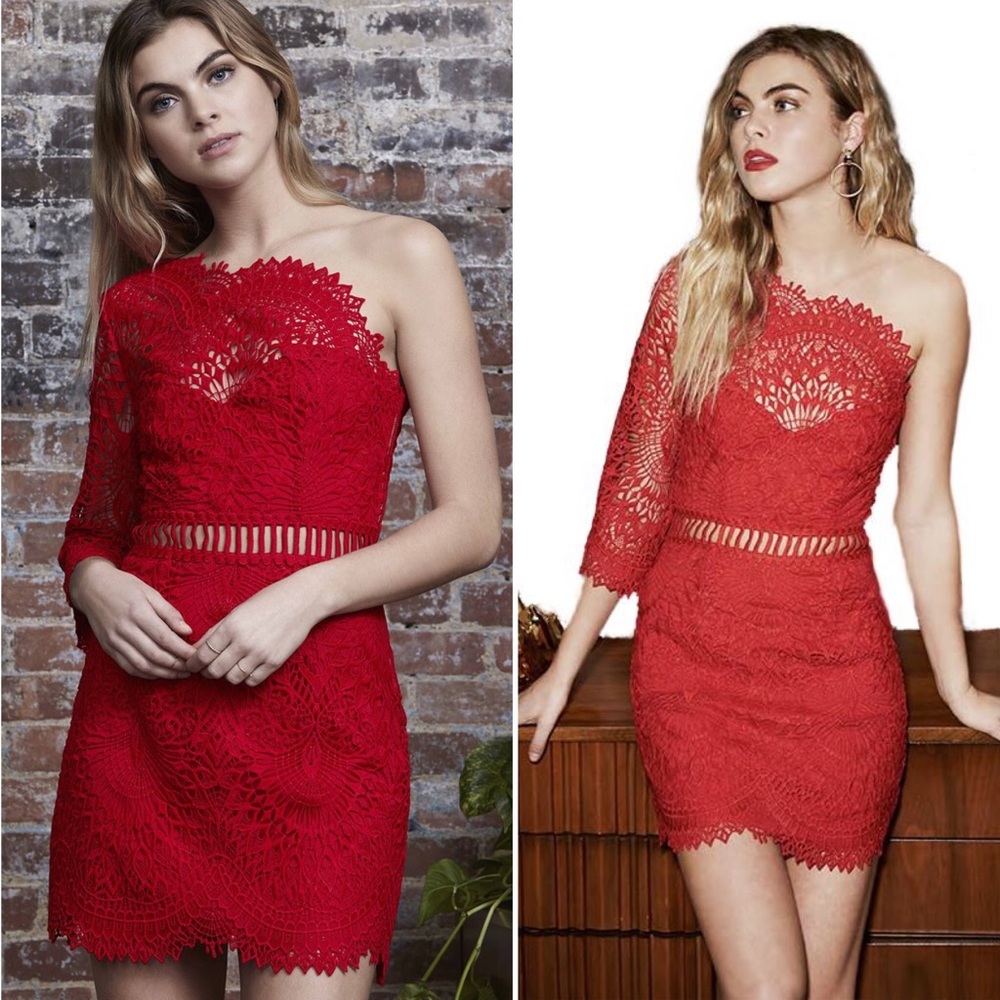 SAYLOR Pippa One Shoulder Red Dress